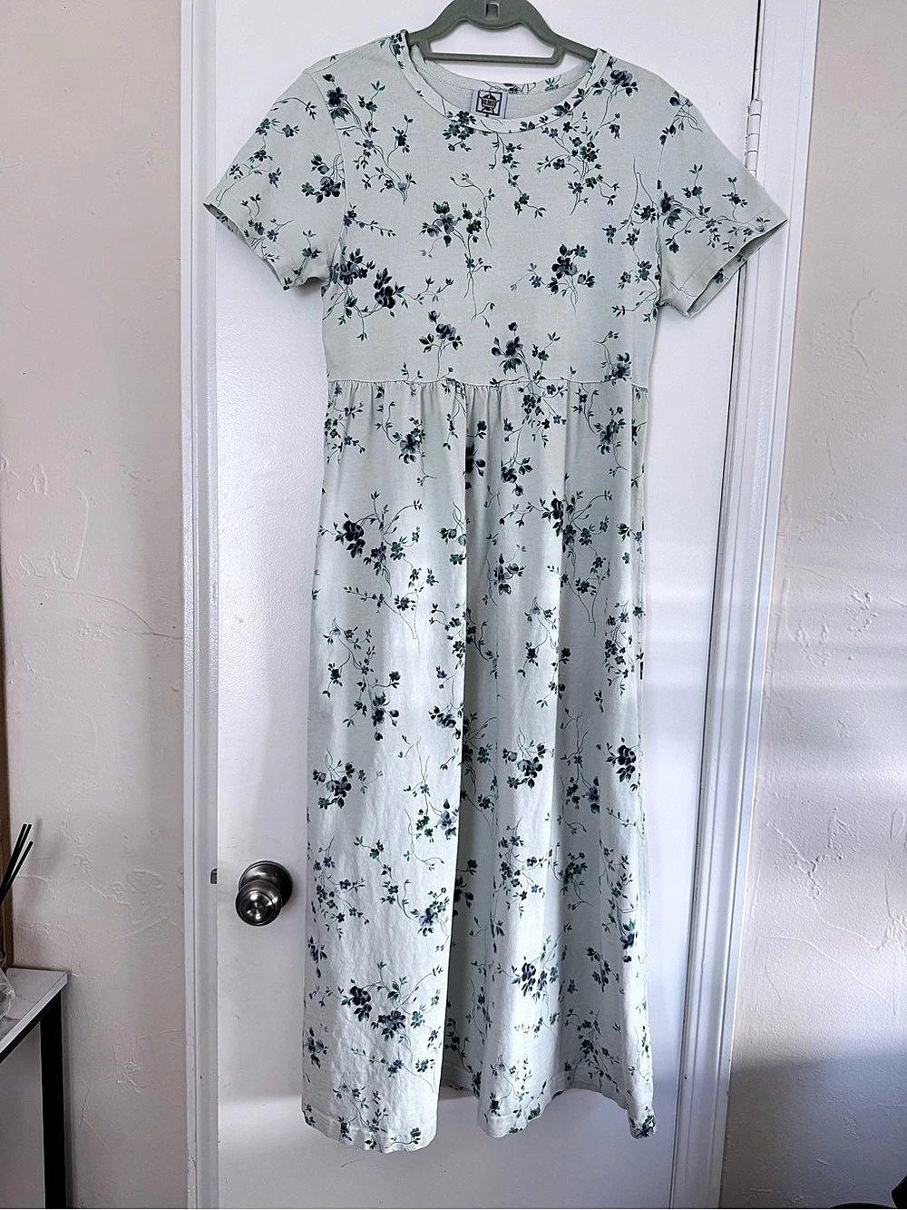 Vintage 90s CMI Floral Maxi Dress Small Sage Green 100% Cotton USA Made
